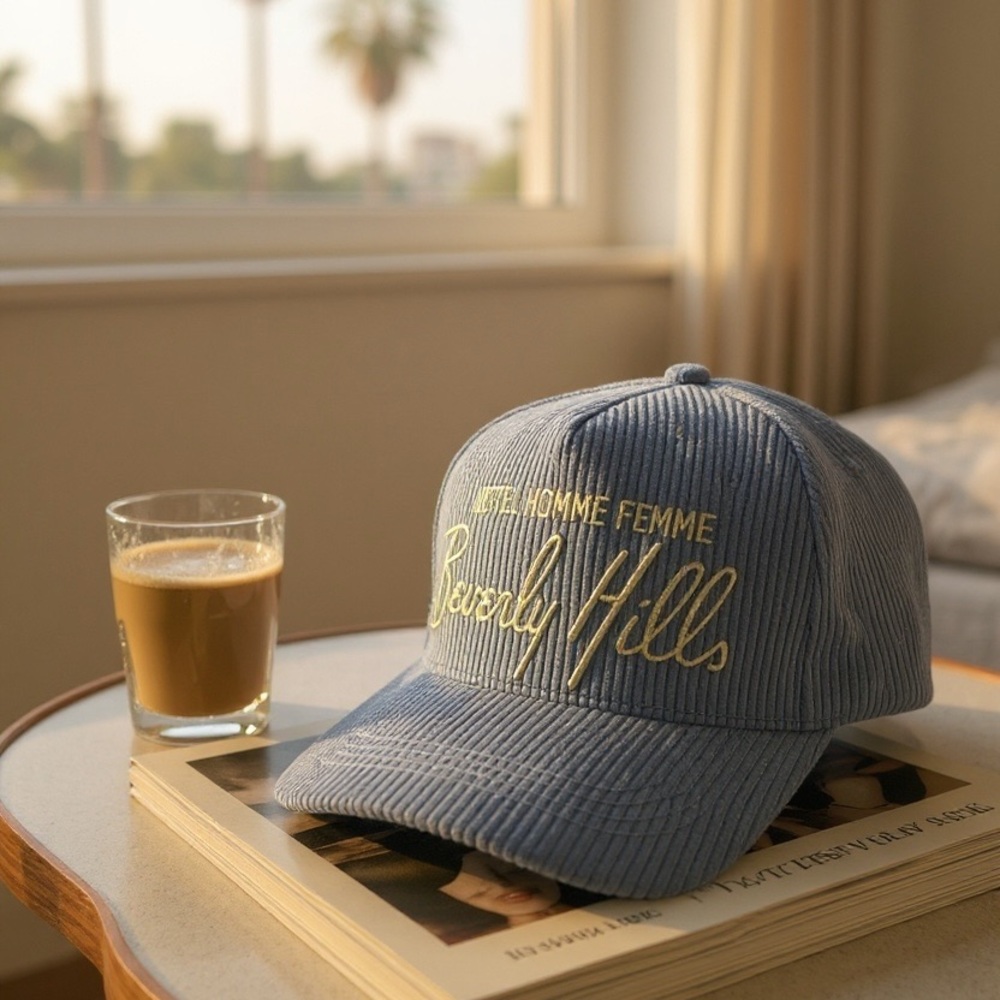 Brand new Homme Femme Hotel Homme Femme Beverly Hills Blue Corduroy Cap